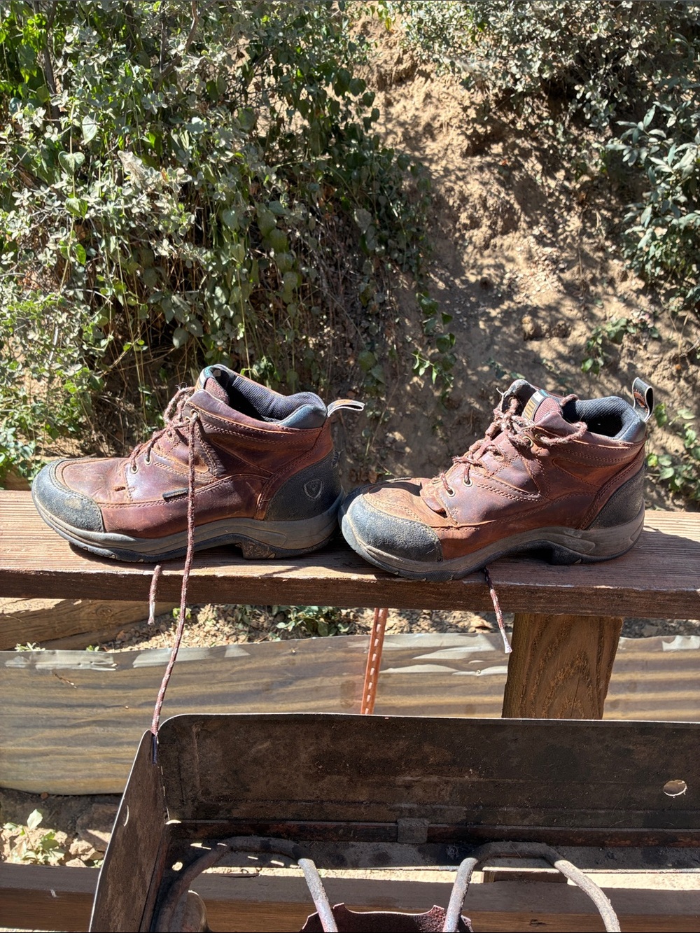 Ariat Brown Lace-Up Leather Ankle Work Boots